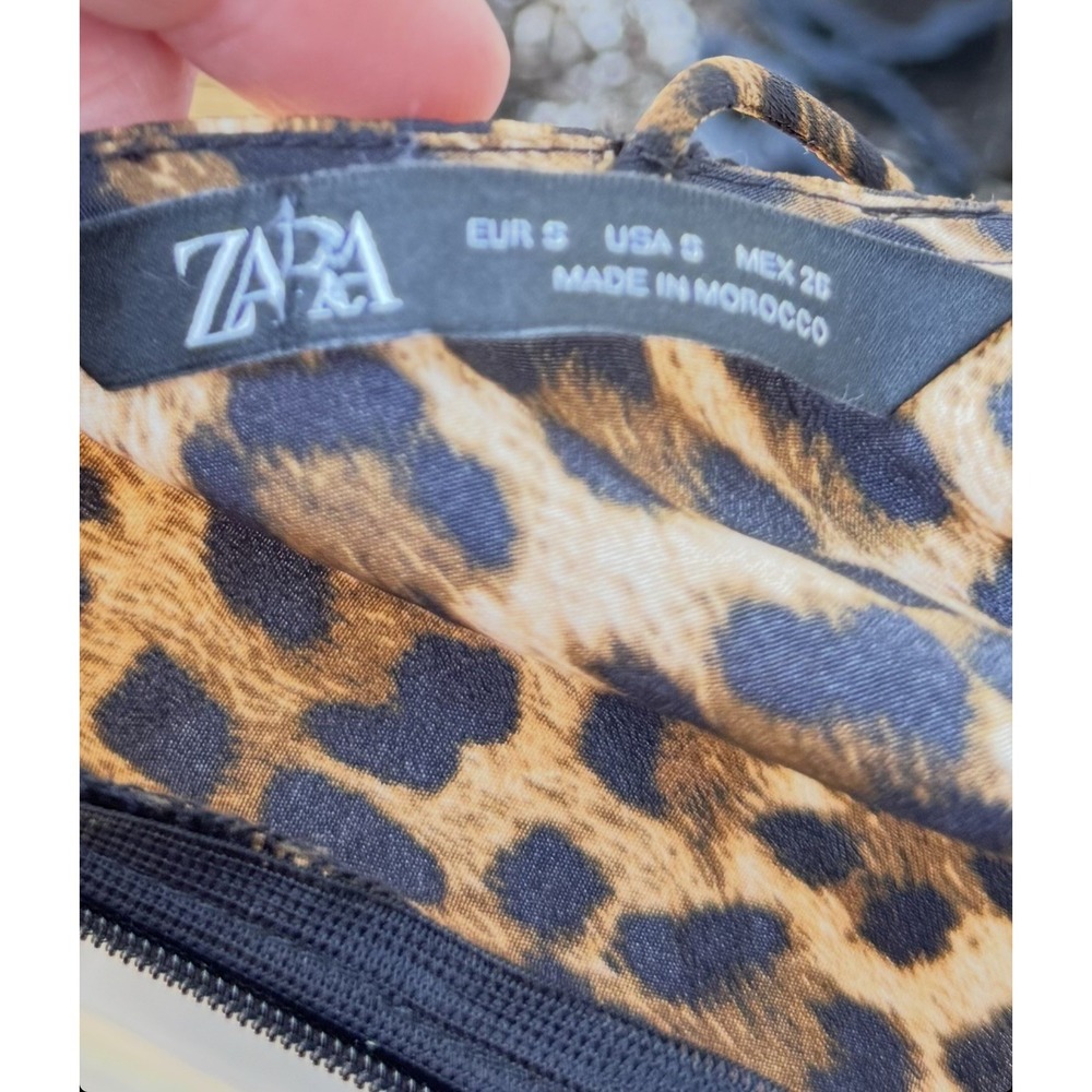Zara S Women's Leopard Print Wide Leg Jumpsuit Wedding Guest Cocktail Date Boho‎ - Picture 4 of 16